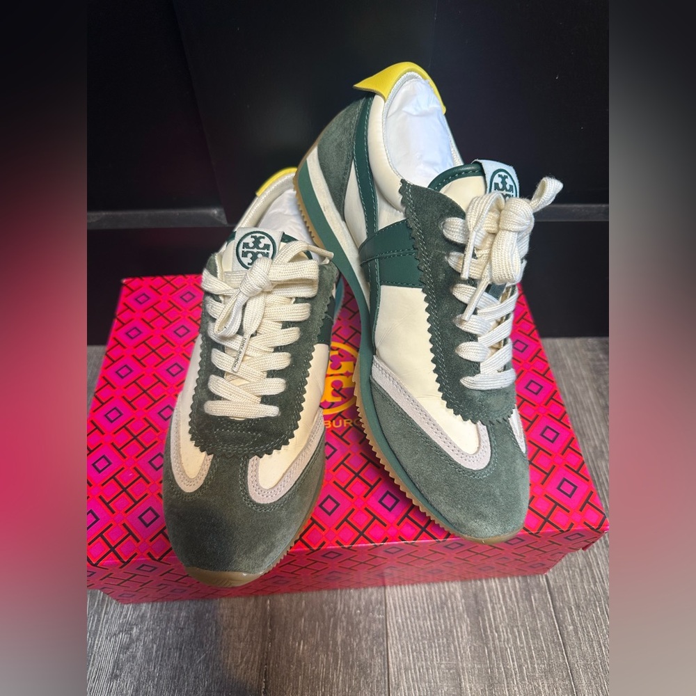 Tory Burch Hank Sneakers Green New Ivory/Militaire